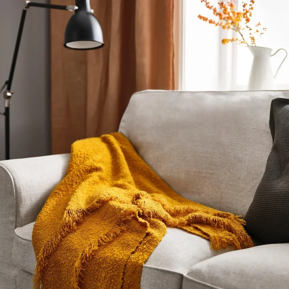 SANDBRODD Throw, dark yellow, 51x67 